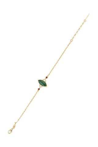 Pulsera bañada en oro fino amarillo - Malaquita y granates