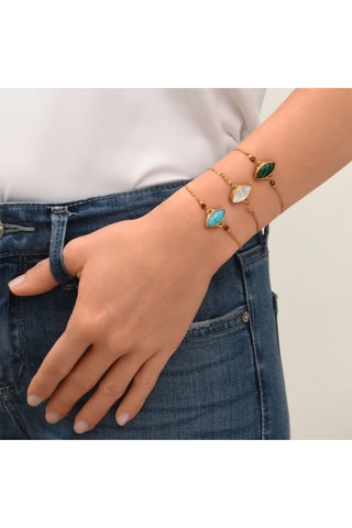 Pulsera bañada en oro fino amarillo - Malaquita y granates