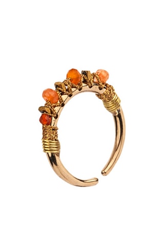 Anillo bañado en oro fino amarillo - Ágatas, cornalina y citrino