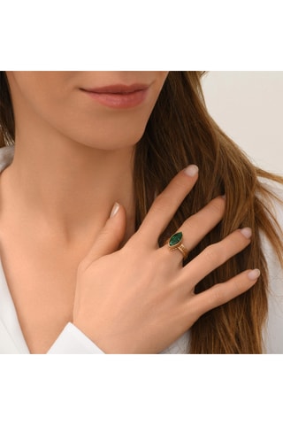 Anillo bañado en oro fino amarillo - Malaquita