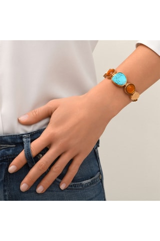 Pulsera bañada en oro fino amarillo - Turquesa