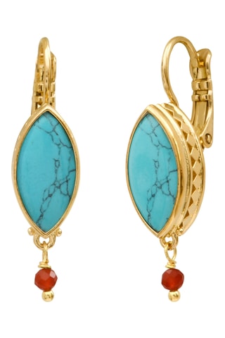 Pendientes bañados en oro fino amarillo - Turquesas