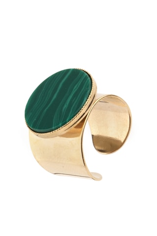 Anillo bañado en oro fino amarillo - Malaquita
