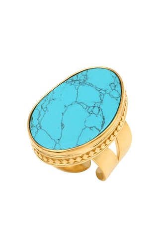 Anillo bañado en oro fino amarillo - Turquesa