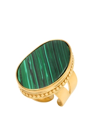 Anillo bañado en oro fino amarillo - Malaquita