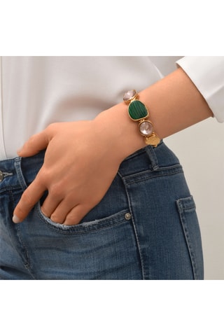 Pulsera bañada en oro fino amarillo - Malaquita