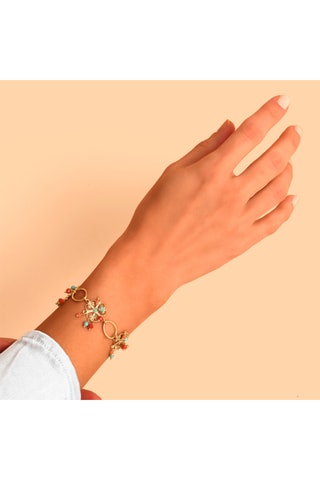 Pulsera bañada en oro fino amarillo - Turquesas