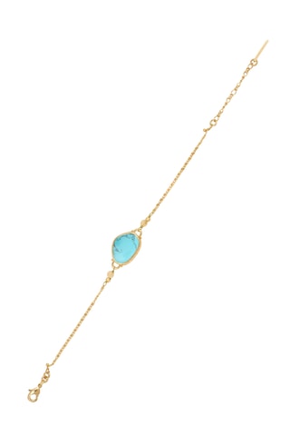 Pulsera bañada en oro fino amarillo - Turquesa y cornalinas