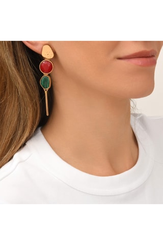 Pendientes bañados en oro fino amarillo - Malaquitas
