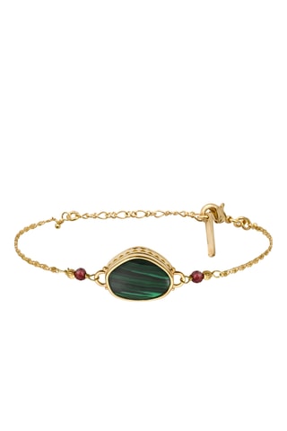 Pulsera bañada en oro fino amarillo - Malaquita y granates