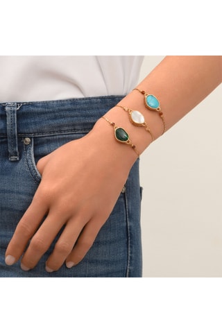 Pulsera bañada en oro fino amarillo - Malaquita y granates
