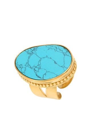 Anillo bañado en oro fino amarillo - Turquesa