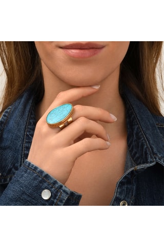 Anillo bañado en oro fino amarillo - Turquesa