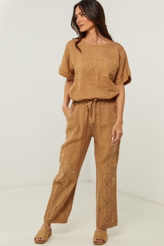Rechte Linnen Broek - Camel