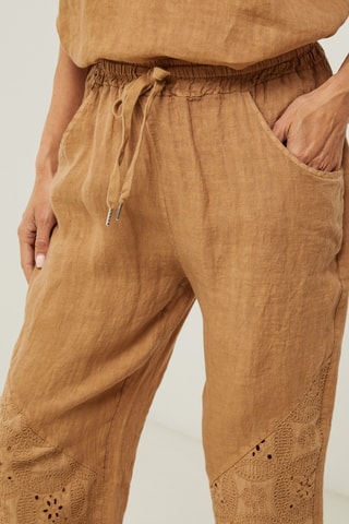 Rechte Linnen Broek - Camel