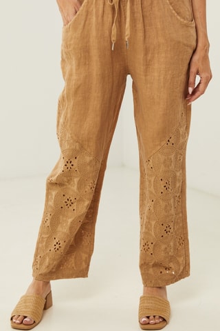 Rechte Linnen Broek - Camel