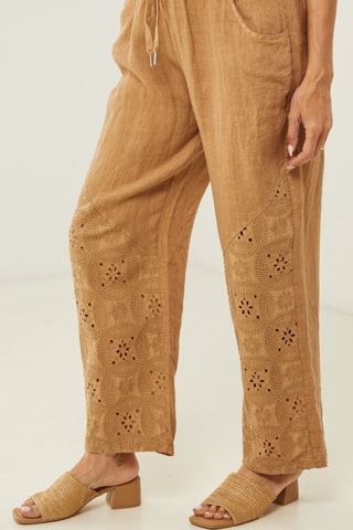 Rechte Linnen Broek - Camel