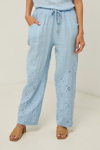 Rechte Linnen Broek - Blauw