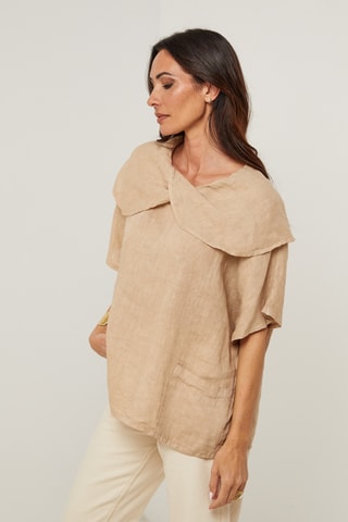 Linnen Top - Camel