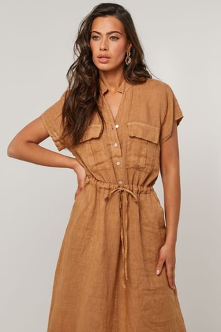 Linnen Blouse-jurk - Bruin