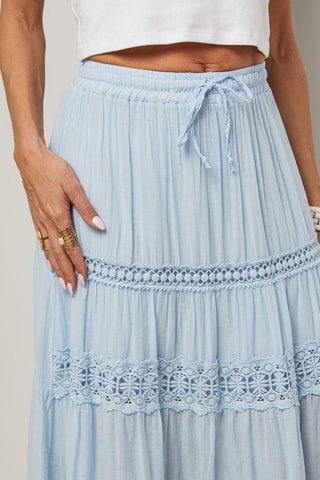Lange Jurk met Hoge Taille - Blauw