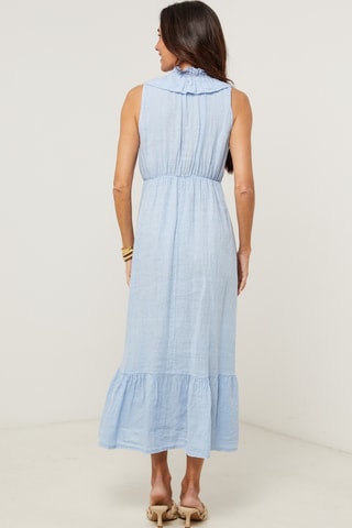 Linnen Midi-jurk - Blauw