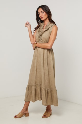 Linnen Midi-jurk - Beige