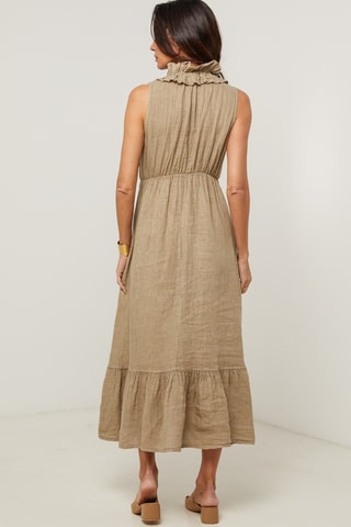 Linnen Midi-jurk - Beige