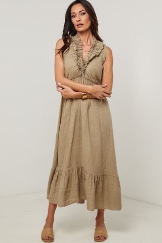 Linnen Midi-jurk - Beige