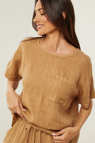 Linnen Top - Camel