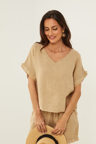 Linnen Top - Camel