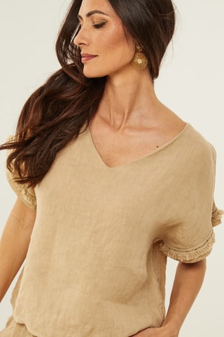 Linnen Top - Camel