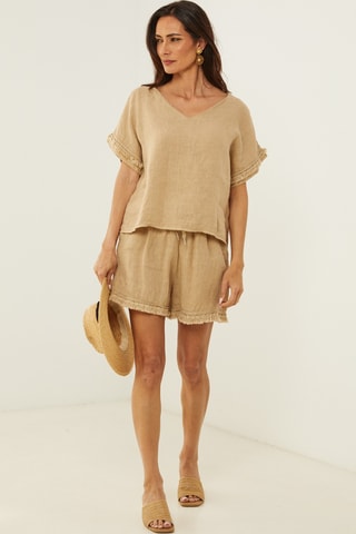 Linnen Top - Camel