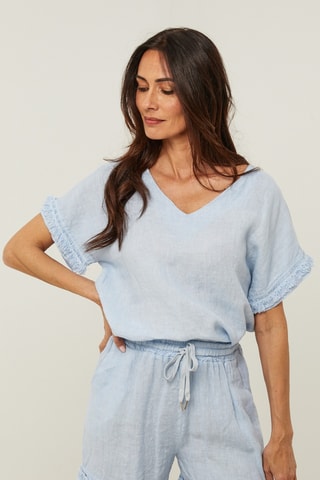 Linnen Top - Blauw