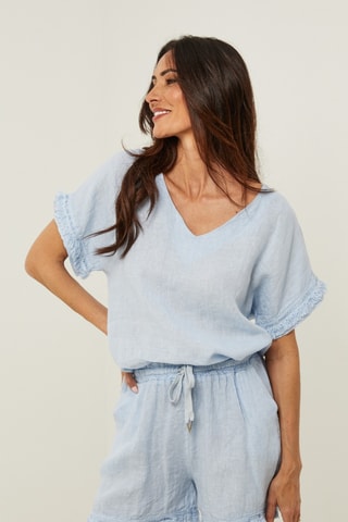 Linnen Top - Blauw