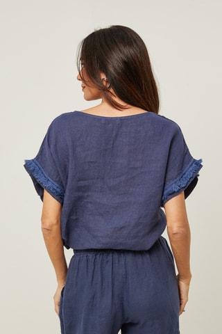 Linnen Top - Marineblauw