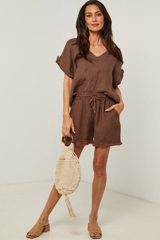 Linnen Short - Bruin
