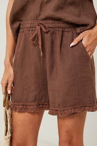 Linnen Short - Bruin