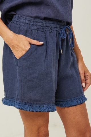 Linnen Short - Marineblauw