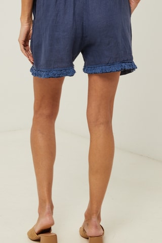 Linnen Short - Marineblauw