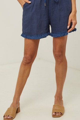 Linnen Short - Marineblauw