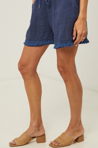 Linnen Short - Marineblauw