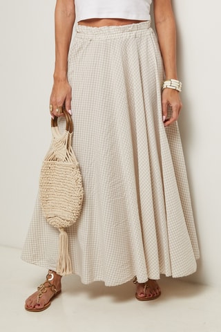Lange Jurk met Hoge Taille - Beige
