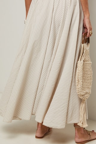 Lange Jurk met Hoge Taille - Beige
