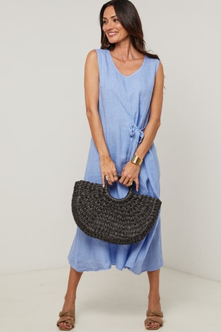 Linnen Midi-jurk - Blauw