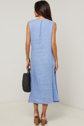 Linnen Midi-jurk - Blauw