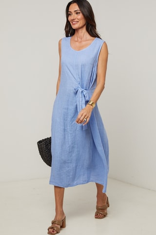 Linnen Midi-jurk - Blauw