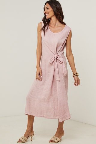 Linnen Midi-jurk - Roze