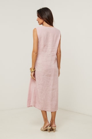 Linnen Midi-jurk - Roze
