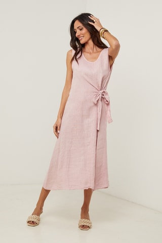 Linnen Midi-jurk - Roze